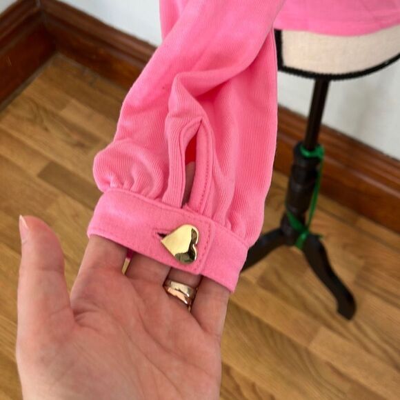 Charter Club Womens Top Heart Button Shoulder Long Sleeve Pink Size Petite NWT - Picture 7 of 14